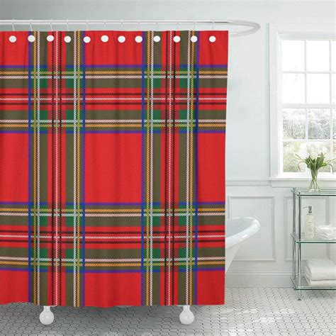 christmas plaid shower curtain